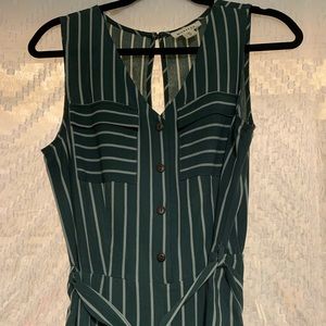 Green and white stripe romper